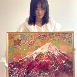ポスター【赤富士の絵】 縁起 日本 山の絵 赤富士 富士山 つる 鶴 リビング 玄関 壁 絵 アート A4 A3 A2 3枚目の画像