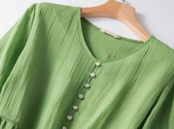 春夏.綿麻のワンピース/長袖スカート/ゆったり 5枚目の画像