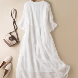 春夏.綿麻のワンピース/長袖スカート/ゆったり 4枚目の画像