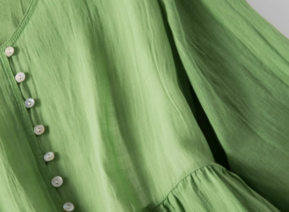 春夏.綿麻のワンピース/長袖スカート/ゆったり 10枚目の画像