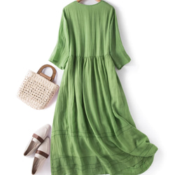 春夏.綿麻のワンピース/長袖スカート/ゆったり 2枚目の画像