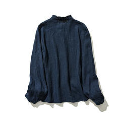 ★サンプルセール　1点のみ★3000円オフ★フリル　長袖シャツ　ブラウス　インディゴ　230401-1L(086) 7枚目の画像