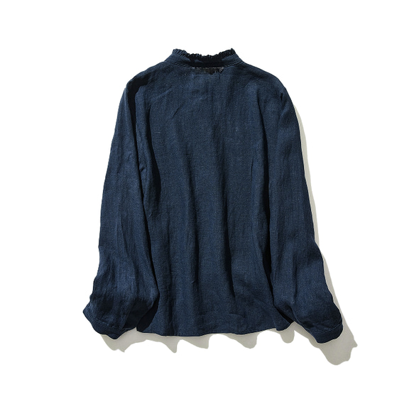 ★サンプルセール　1点のみ★3000円オフ★フリル　長袖シャツ　ブラウス　インディゴ　230401-1L(086) 7枚目の画像