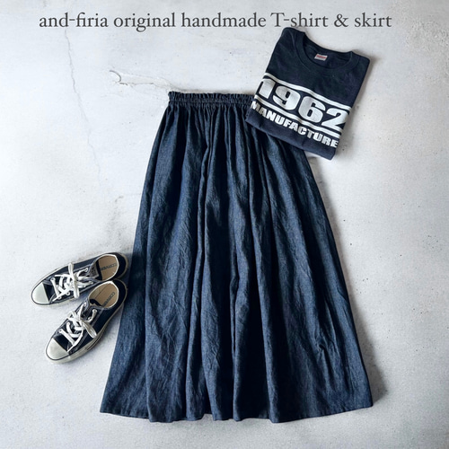児島プレミアムリネンデニム使用♪こだわりのインディゴデニムスカート