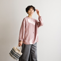 ★サンプルセール　1点のみ★3000円オフ★ブラウス　リネン100％　薄柿 　240322-1(087) 4枚目の画像