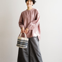 ★サンプルセール　1点のみ★3000円オフ★ブラウス　リネン100％　薄柿 　240322-1(087) 9枚目の画像
