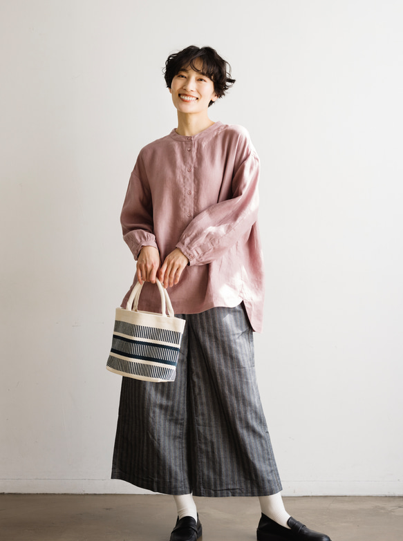 ★サンプルセール　1点のみ★3000円オフ★ブラウス　リネン100％　薄柿 　240322-1(087) 9枚目の画像