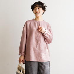 ★サンプルセール　1点のみ★3000円オフ★ブラウス　リネン100％　薄柿 　240322-1(087) 3枚目の画像