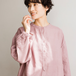 ★サンプルセール　1点のみ★3000円オフ★ブラウス　リネン100％　薄柿 　240322-1(087) 5枚目の画像