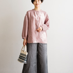 ★サンプルセール　1点のみ★3000円オフ★ブラウス　リネン100％　薄柿 　240322-1(087) 7枚目の画像