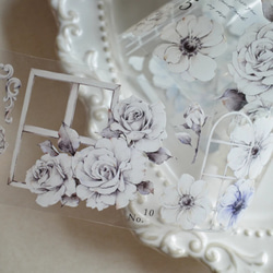 【芯なし中古】ホワイト 花 レース 海外マステ petテープ 6巻セット 海外マステ PETテープ レトロ レース ハート コラージュ素材