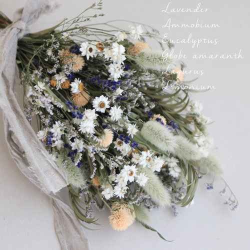 ドライフラワースワッグ ナチュラルホワイト ＊ ナチュラルかわいい