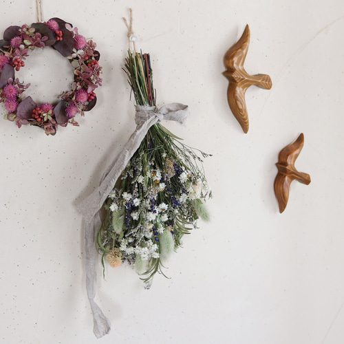 ドライフラワースワッグ ナチュラルホワイト ＊ ナチュラルかわいい