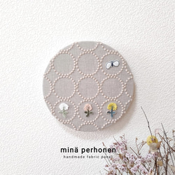ファブリックパネル　ミナペルホネン　シンフォニー　丸型　刺繍　プレゼント　北欧 ファブリックパネル ミナペルホネン サークル 丸型 ボード スピカ 青