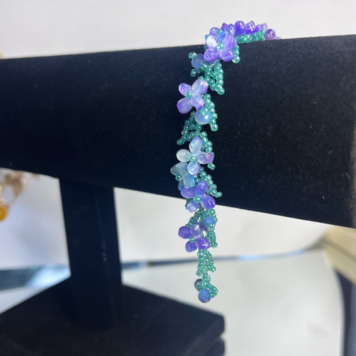 一点物】藤の花の手編みブレスレット｜優雅に揺れるロマンチックな藤の