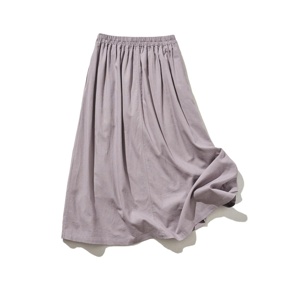 ★サンプルセール　1点のみ★3000円オフ★コットンリネンスカート　ロングスカート 灰紫色　210807-3(098) 5枚目の画像