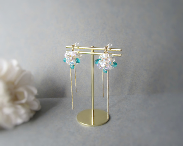 【特別価格★】。Aurora bubble 。 earring／pierce(ミックスグリーン)*4126* 2枚目の画像