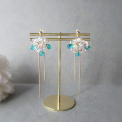 【特別価格★】。Aurora bubble 。 earring／pierce(ミックスグリーン)*4126* 1枚目の画像