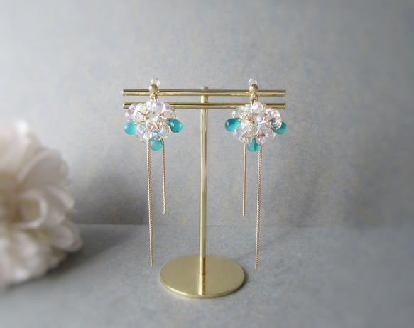 【特別価格★】。Aurora bubble 。 earring／pierce(ミックスグリーン)*4126* 1枚目の画像