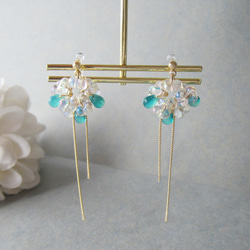【特別価格★】。Aurora bubble 。 earring／pierce(ミックスグリーン)*4126* 3枚目の画像