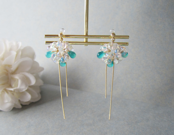 【特別価格★】。Aurora bubble 。 earring／pierce(ミックスグリーン)*4126* 3枚目の画像