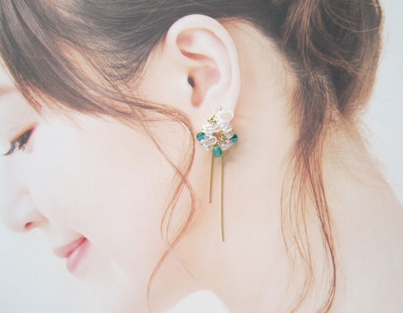 【特別価格★】。Aurora bubble 。 earring／pierce(ミックスグリーン)*4126* 5枚目の画像