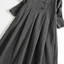 ★サンプルセール　1点のみ★3000円オフ★手つくりボタン　ロングワンピース　　ダークグレー1124-3(103) 3枚目の画像