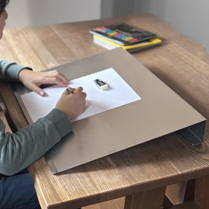 【新作】滑り止め付き・ステンレスのライティングボード L【デスクボード／卓上学習台／傾斜台／作業台／ノートPC台】