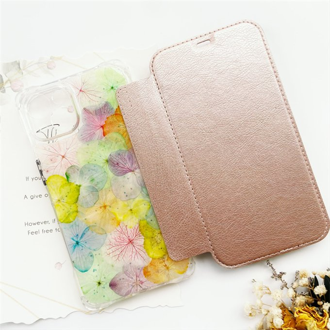 縦横自由自在、手帳型、押し花ケース 、iphone13、iphone14、iPhoneケース、名入れ無料、紫陽花
