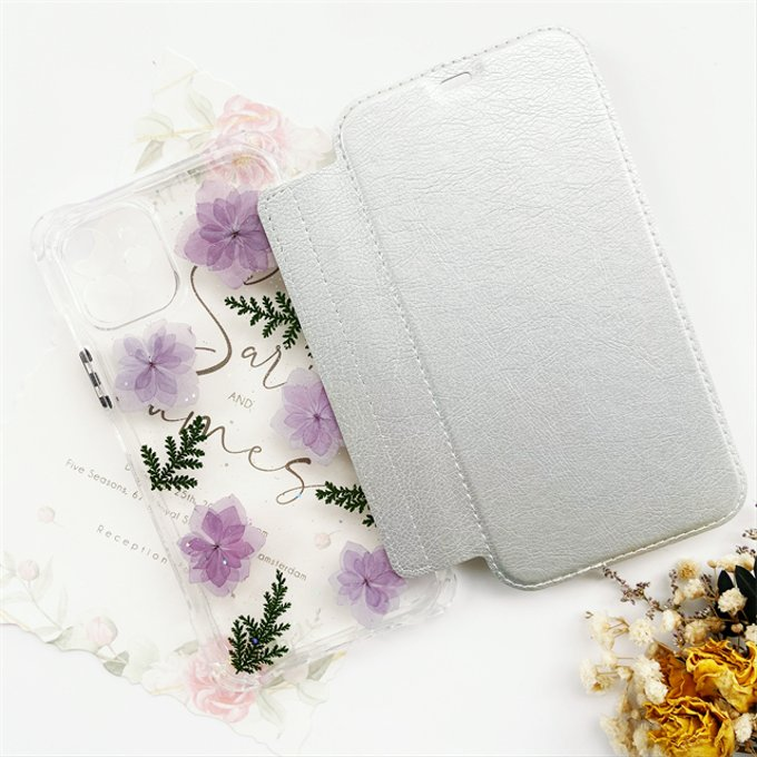 縦横自由自在、手帳型、押し花ケース 、iphone13、iphone14、iPhoneケース、名入れ無料、紫陽花