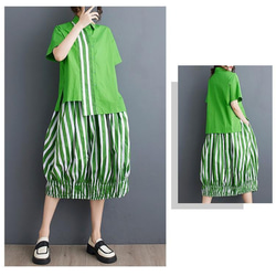 大きいサイズ レディース セットアップ　上下セット　春夏 新品 半袖　スカート 4枚目の画像