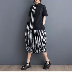 大きいサイズ レディース セットアップ　上下セット　春夏 新品 半袖　スカート 3枚目の画像