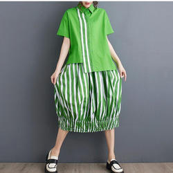 大きいサイズ レディース セットアップ　上下セット　春夏 新品 半袖　スカート 2枚目の画像