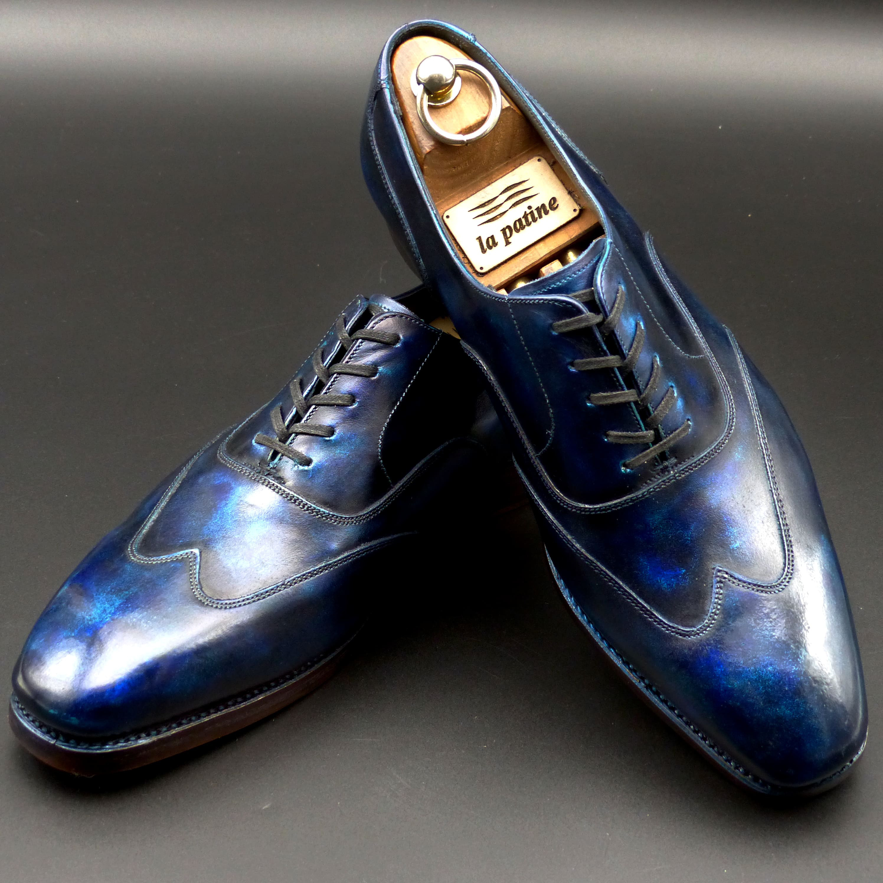 在庫セール【グッドイヤー製法】WDS-003 26.5cm 瑠璃色 伝統色パティーヌ仕上げ  レザーWアウトソール