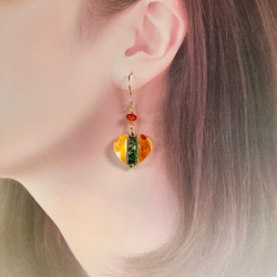 宝石＆ハートカット天然石の2wayピアス 宝石＆ハートカット天然石の2wayピアス