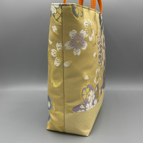 着物 帯 帯締め ハンドメイド トートバッグ リメイク 桜 唐織 舞桜文