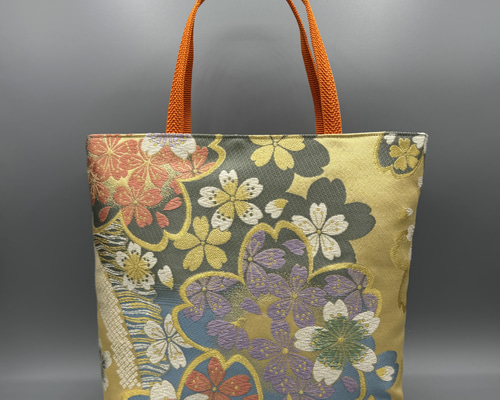 着物 帯 帯締め ハンドメイド トートバッグ リメイク 桜 唐織 舞