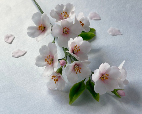 すりがらすのような粘土の桜 アートフラワー frostedflower garden