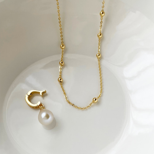 2way/14kgf】淡水パールクリッカーネックレス 6月誕生石 バロック