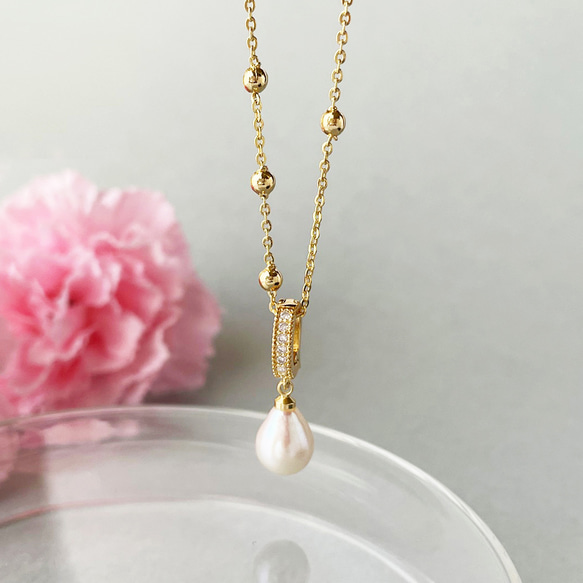 2way/14kgf】淡水パールクリッカーネックレス 6月誕生石 バロック