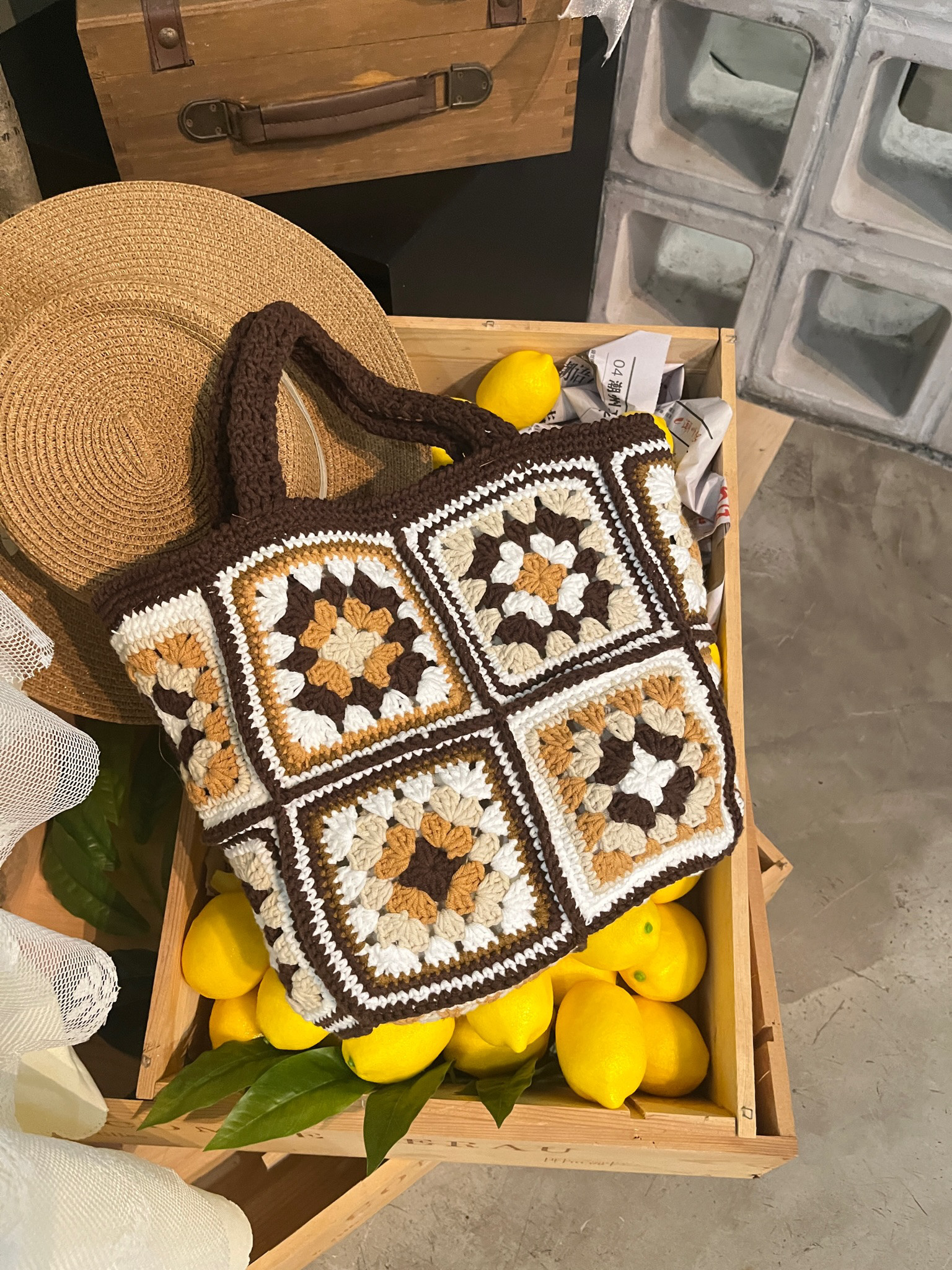 トートバッグ 手編み 編みバック レジャーバッグ 肩掛け