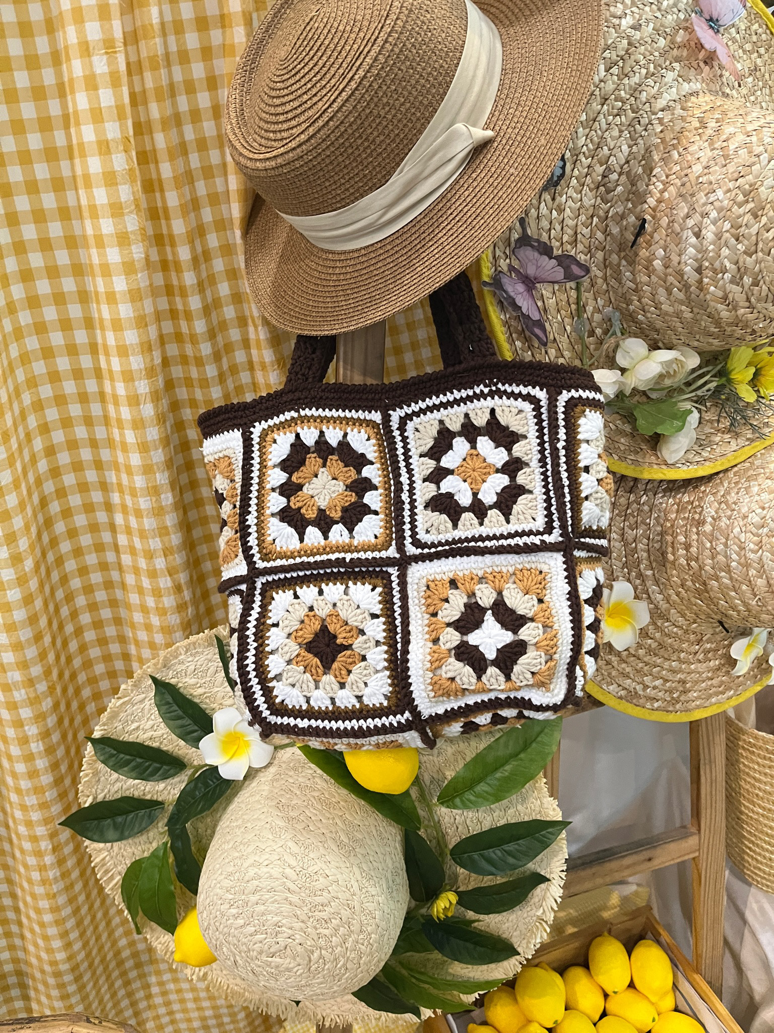 トートバッグ 手編み 編みバック レジャーバッグ 肩掛け