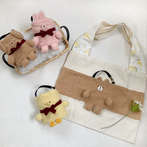 ぬいぐるみみたいなエコバッグ ミモザ くま うさぎ ひよこ いぬ エコ
