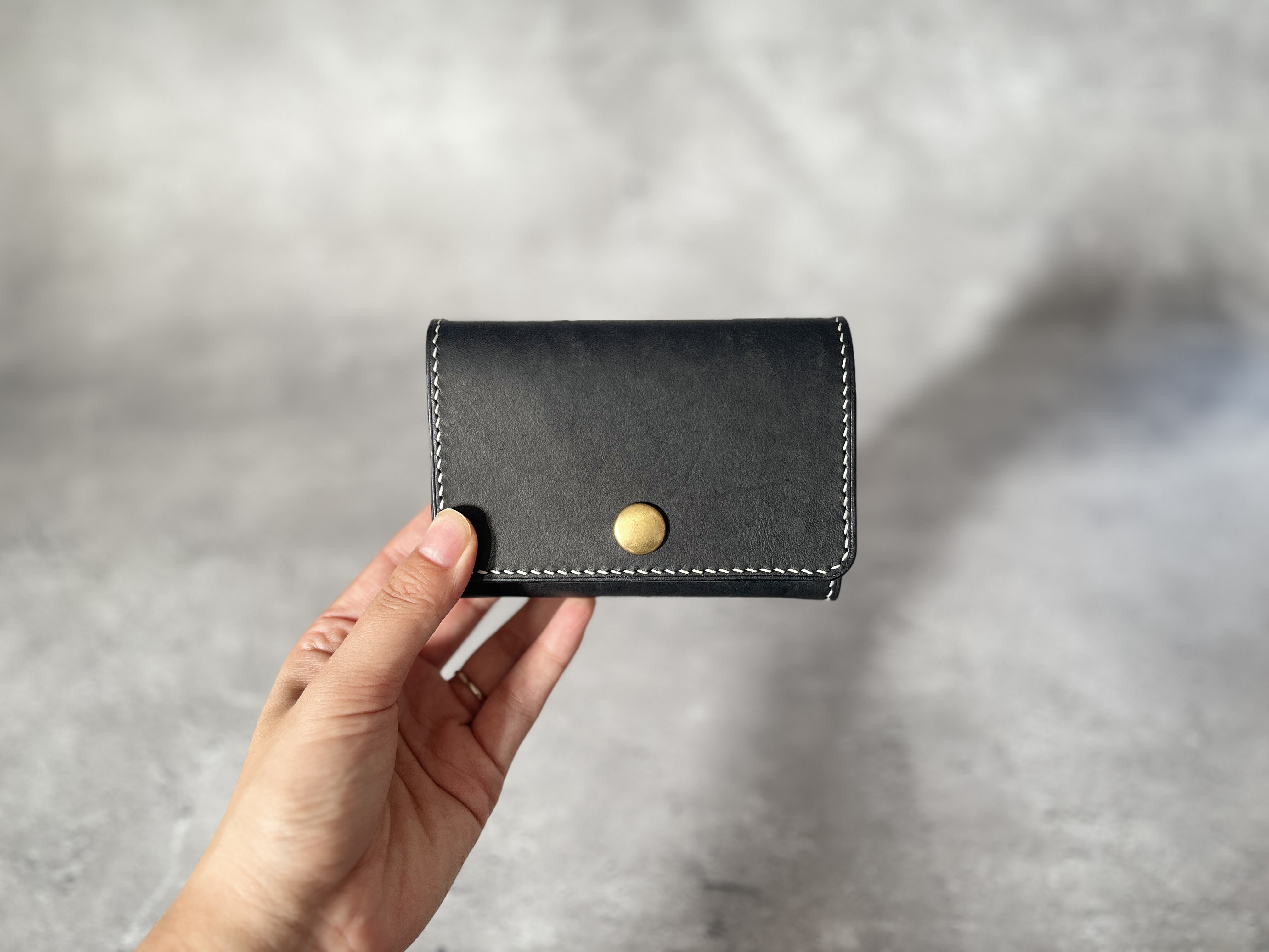 【本革】財布・三つ折りコンパクト［インディゴ・ブルー］