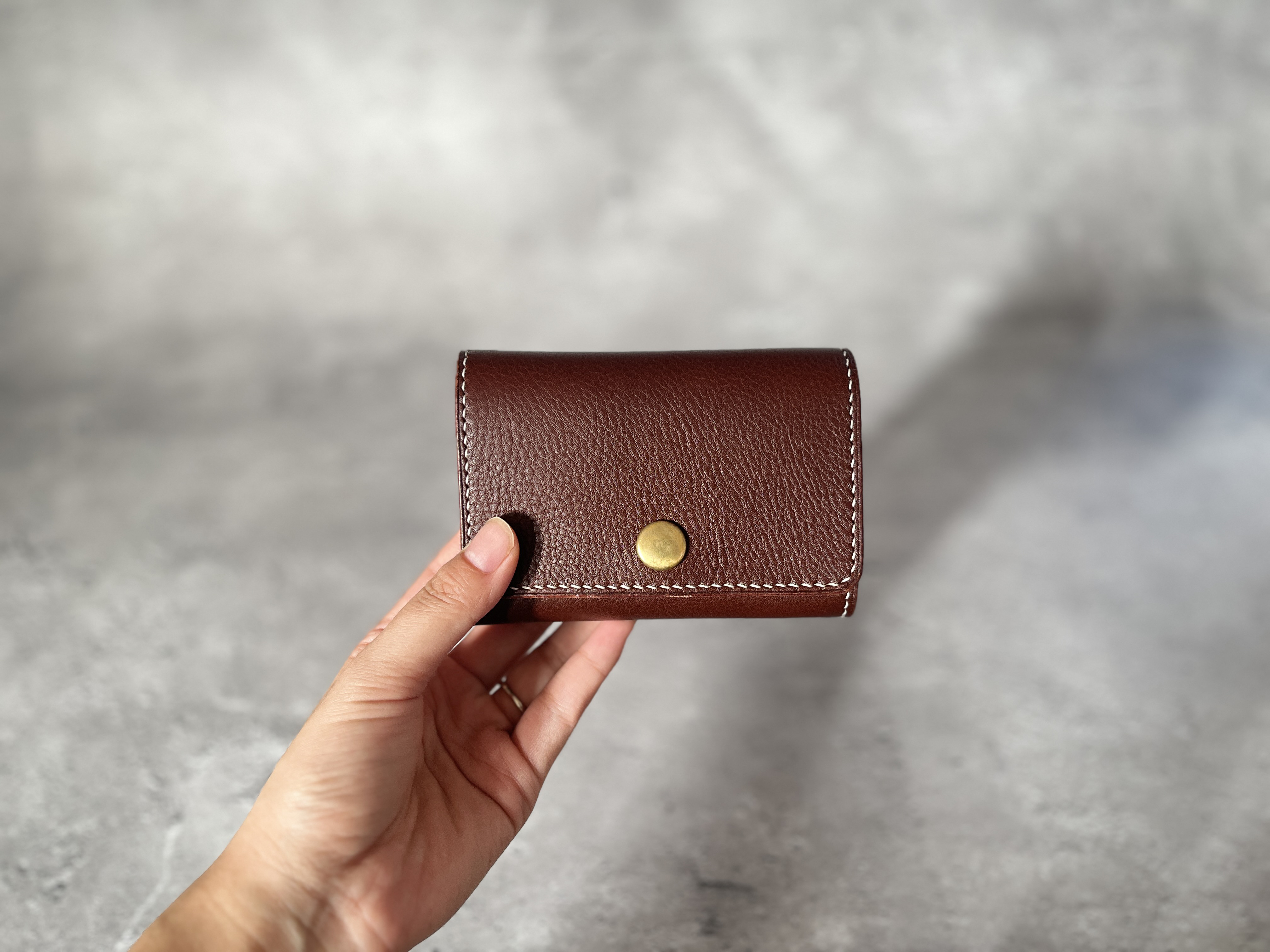 【本革】財布・三つ折りコンパクト［インディゴ・ブルー］