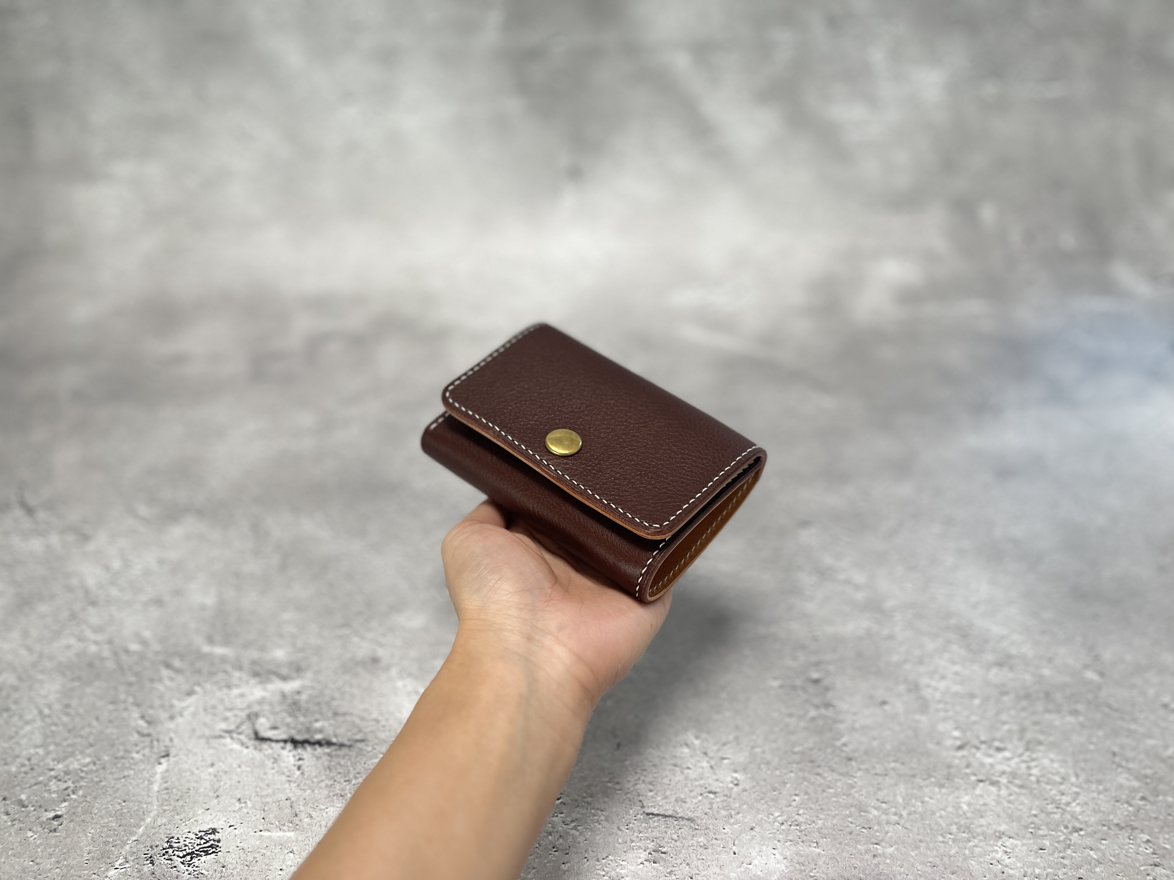 【本革】財布・三つ折りコンパクト［インディゴ・ブルー］