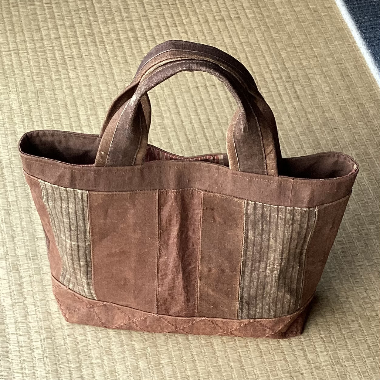 柿渋染めの縦つなぎ、トートバック ⑤ 13,680円