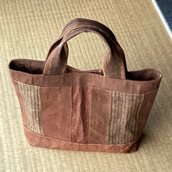 柿渋染めの縦つなぎ、トートバック ⑤ 1枚目の画像