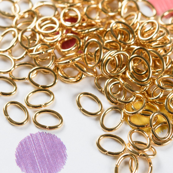 (ss-00069)サージカルステンレス 316 Cカン ゴールド 3×4mm 100個 ステンレス パーツ 1枚目の画像