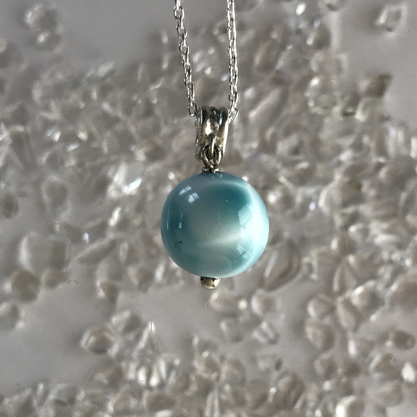 イルカのいる海 ラリマー ビーズの一粒ペンダント【送料無料】iruka135 【チェーンは別売り】